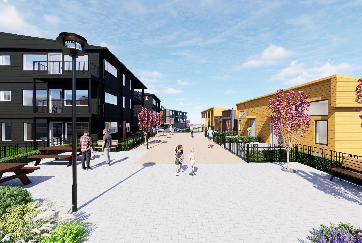 3D-illustrasjon av gatetun på Neset Terrasse